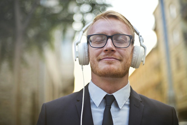 person listening music