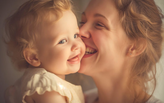Smiling mum and baby girl